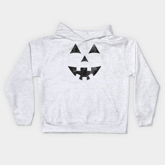 Halloween Jack-O-Lantern Pumpkin Face Distressed Kids Hoodie by lucidghost